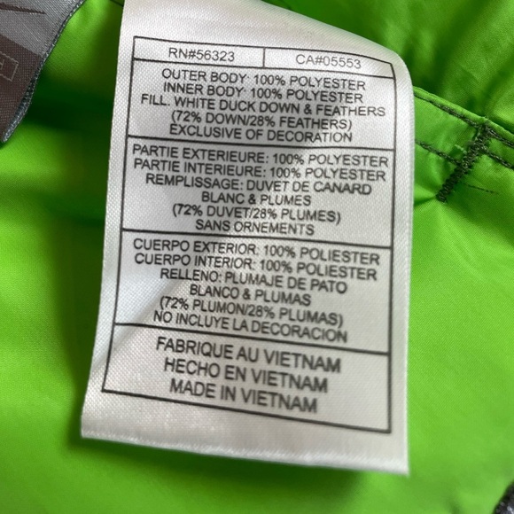 Girls Nike Puffer down Vest Reversible - Olive Green and Bright Lime Green. - Picture 12 of 13